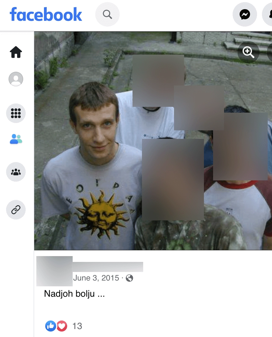 A Facebook post contains an undated image showing members of Xperiment, including Srđan Golubović, a.k.a. DJ Max.
