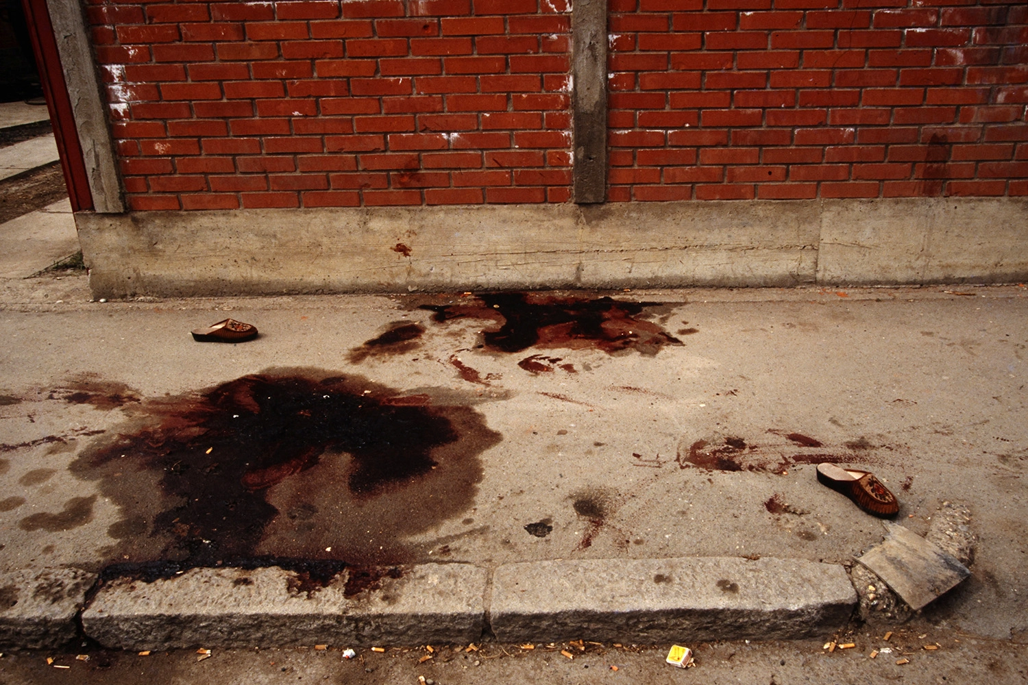 Blood stains from civilians gunned down in Bijeljina on April 2, 1992.